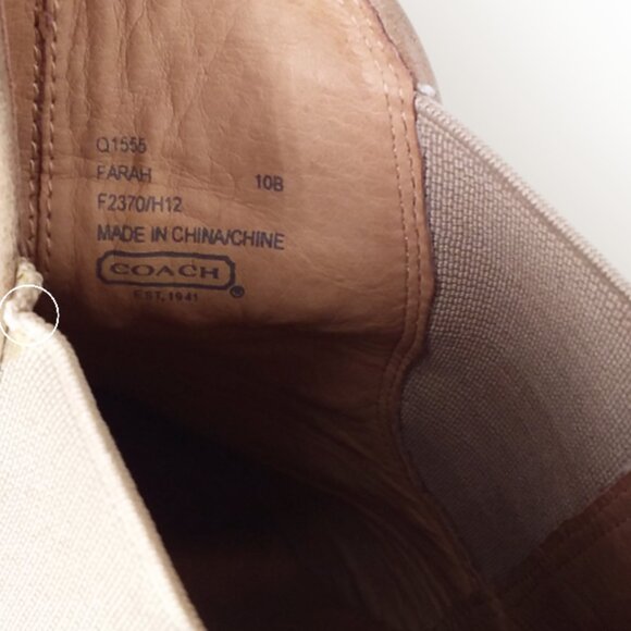 Coach Farah Ankle Boots Oiled Leather Size 10B Taupe Beige Wedge ASO Teen Wolf - Picture 13 of 13